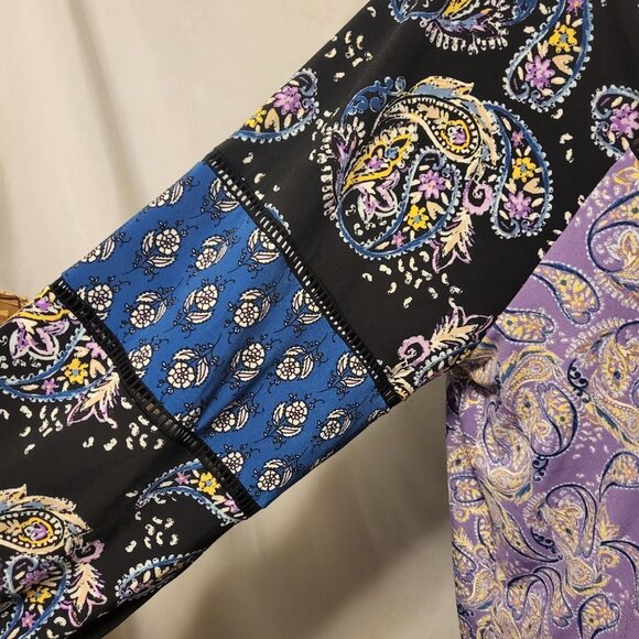 Style & Co. Women's Paisley Black, Blue & Lavender Size 3X Blouse w/ Tassels - Picture 8 of 9